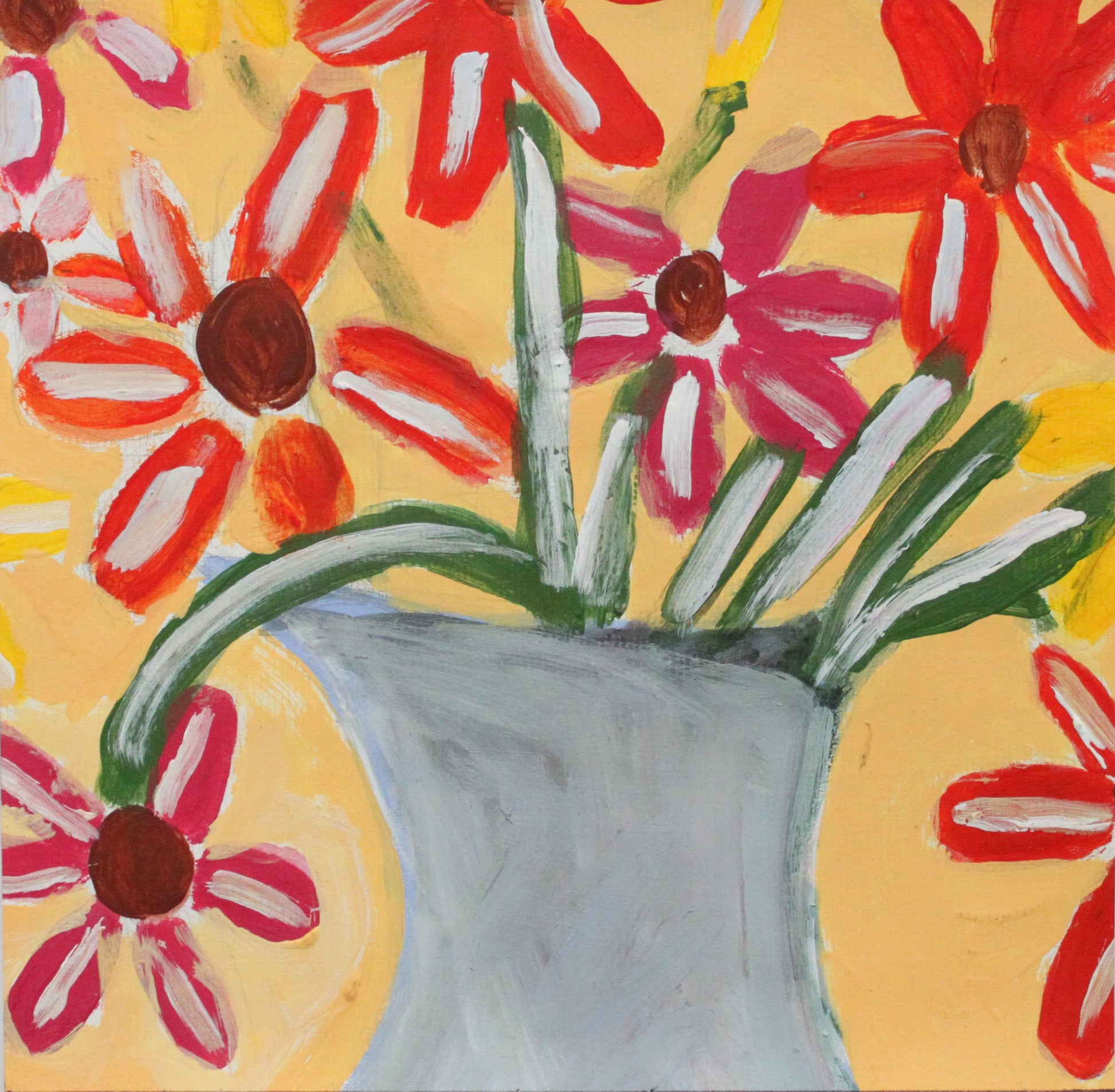 Untitled (Flowers On Peach Background) by Vickie Maye