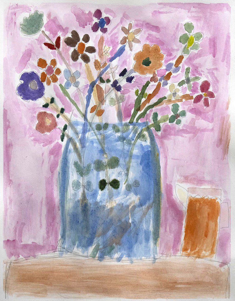 Untitled (Flowers On Pink Background) by Camille Chang