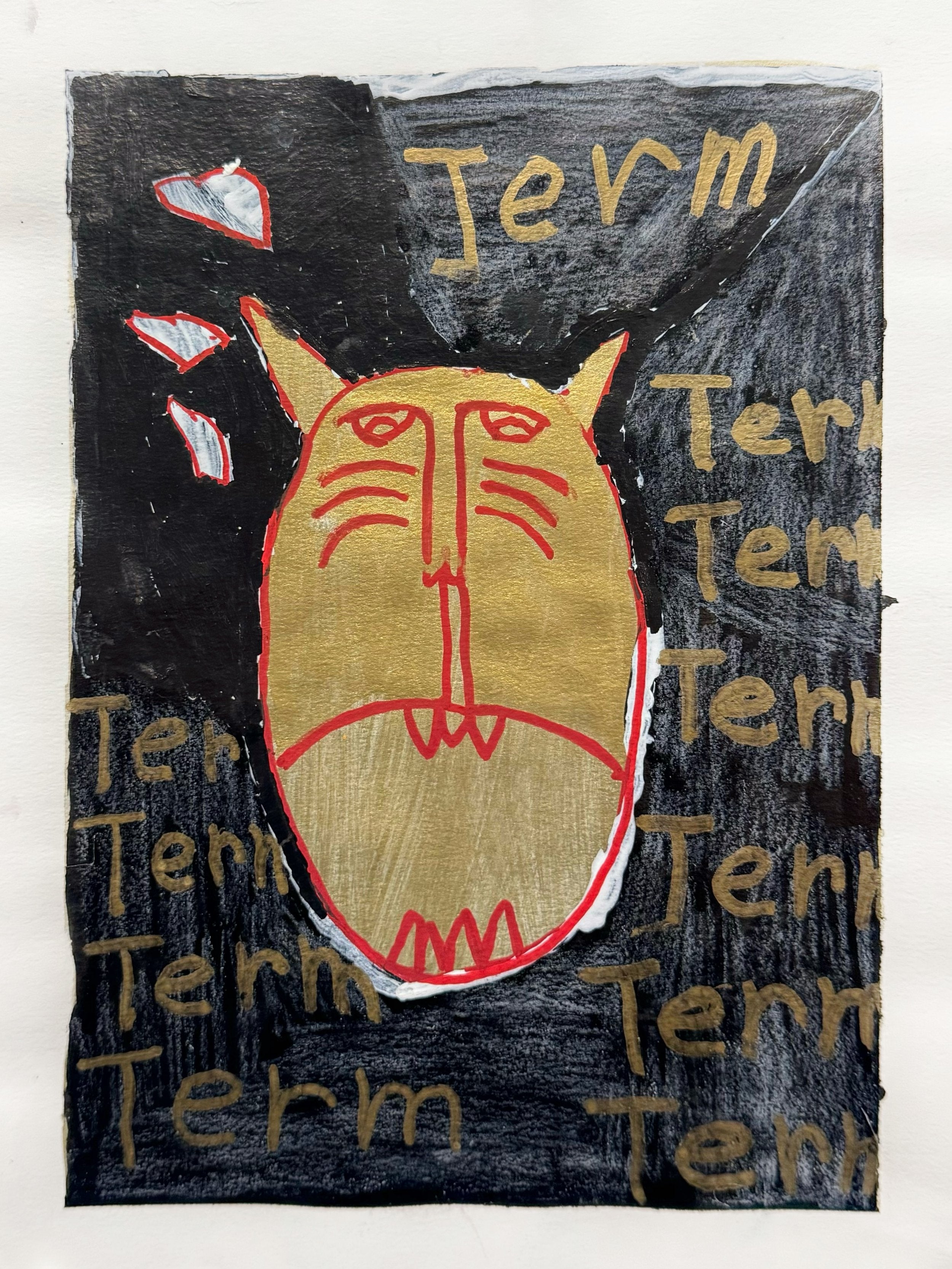 Untitled (Gold Creature On Black Background) by Adriana Homsi