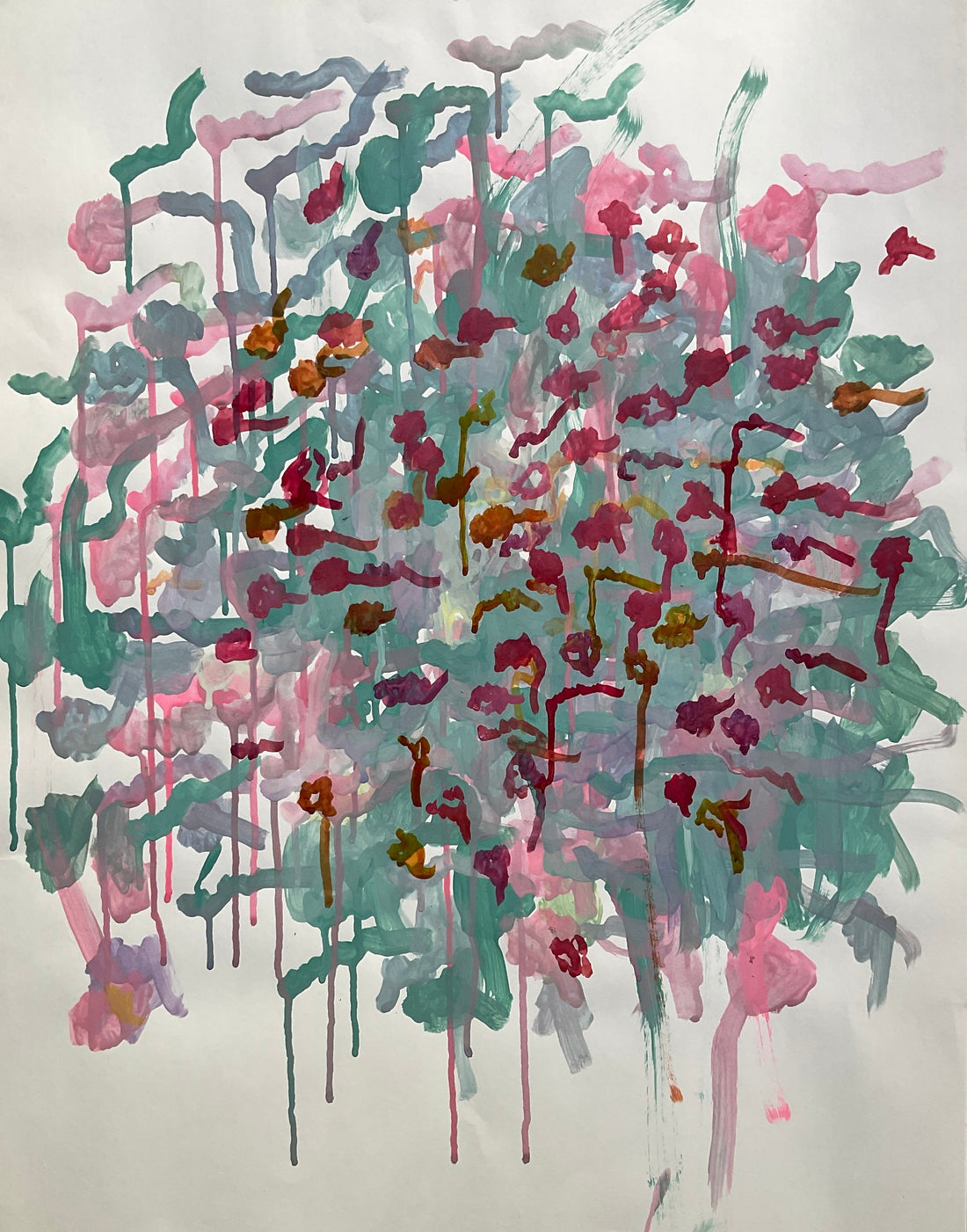 Untitled (green, pink, and red drips) by Tiffiny Boyd