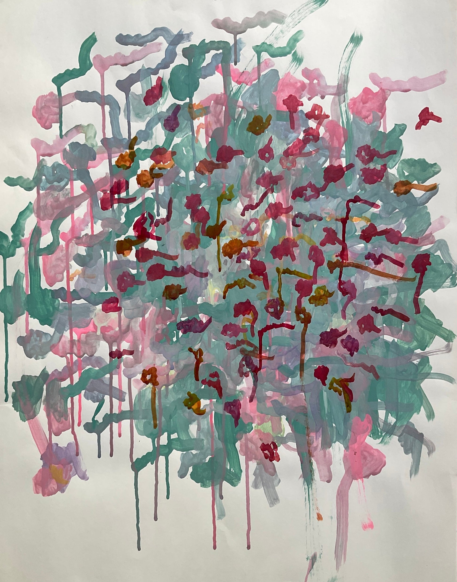 Untitled (green, pink, and red drips) by Tiffiny Boyd