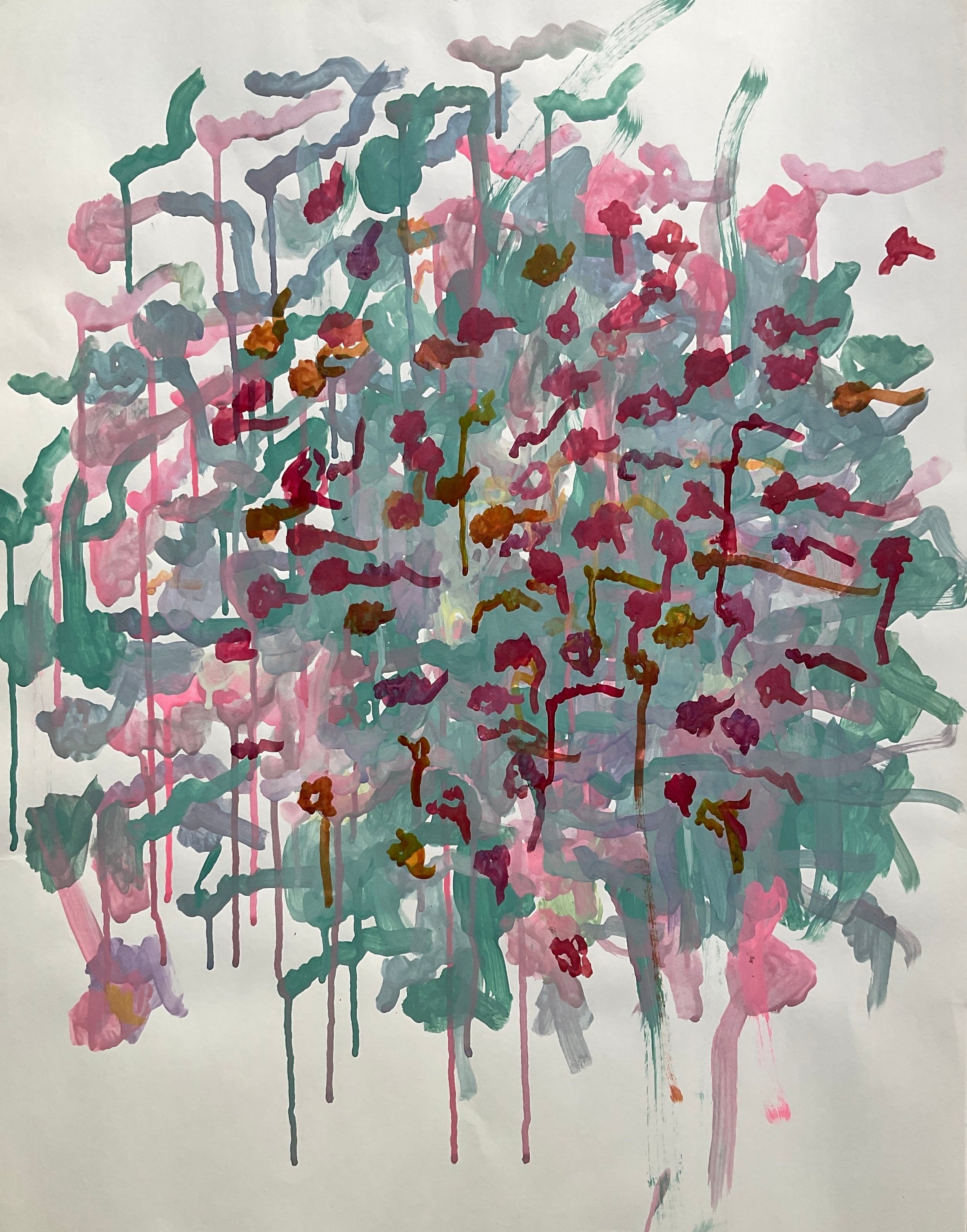 Untitled (green, pink, and red drips) by Tiffiny Boyd