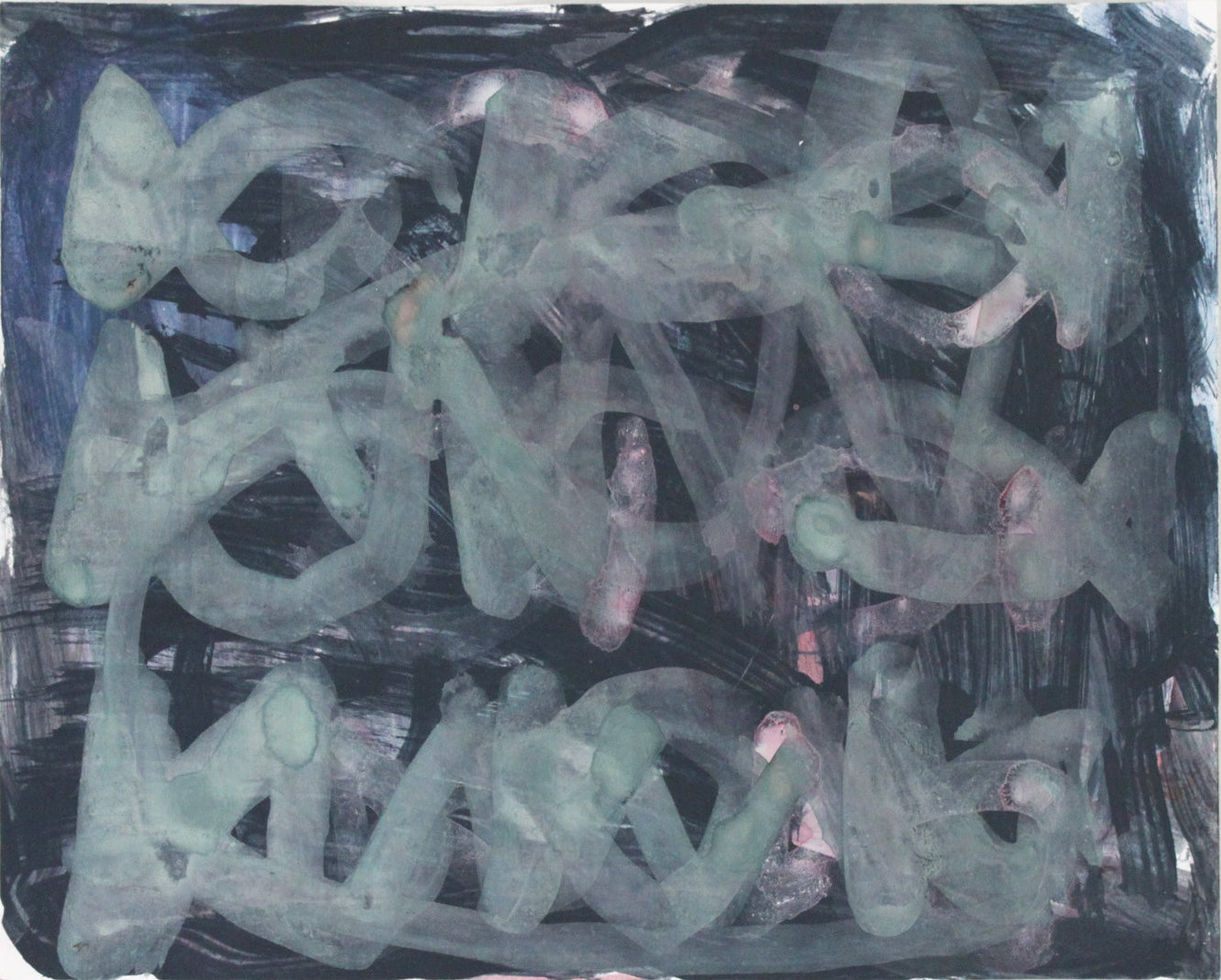 Untitled (Green Strokes On Black Background) by Lindsay Rogers