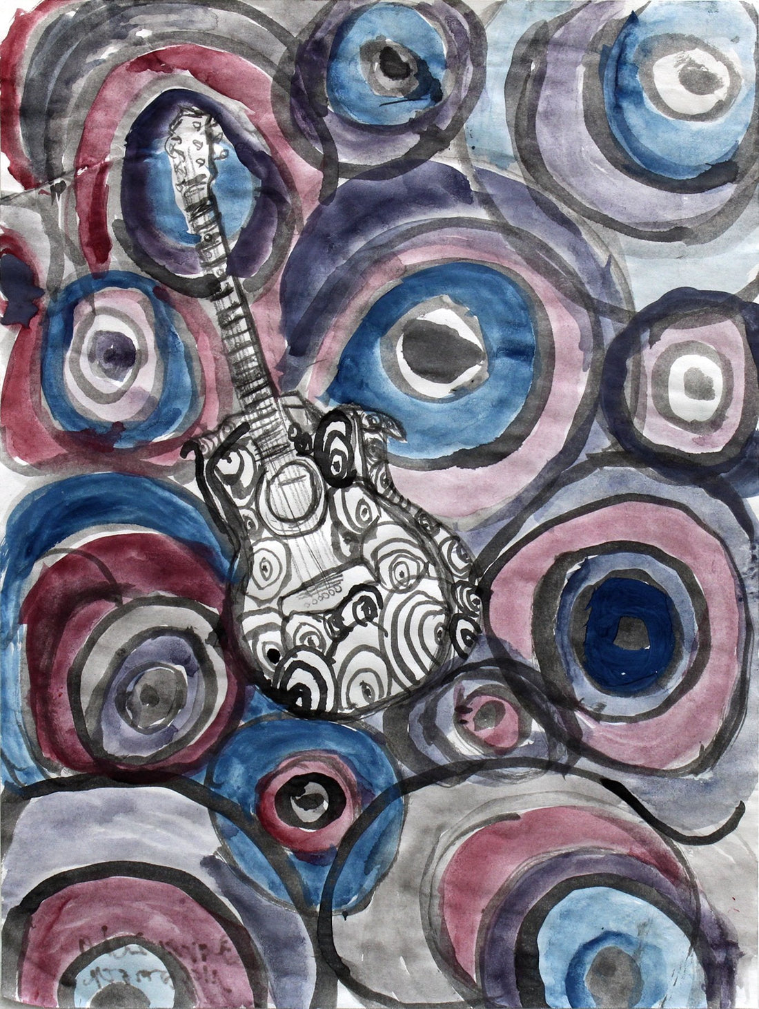 Untitled (Guitar Watercolor) by Raven McCormick