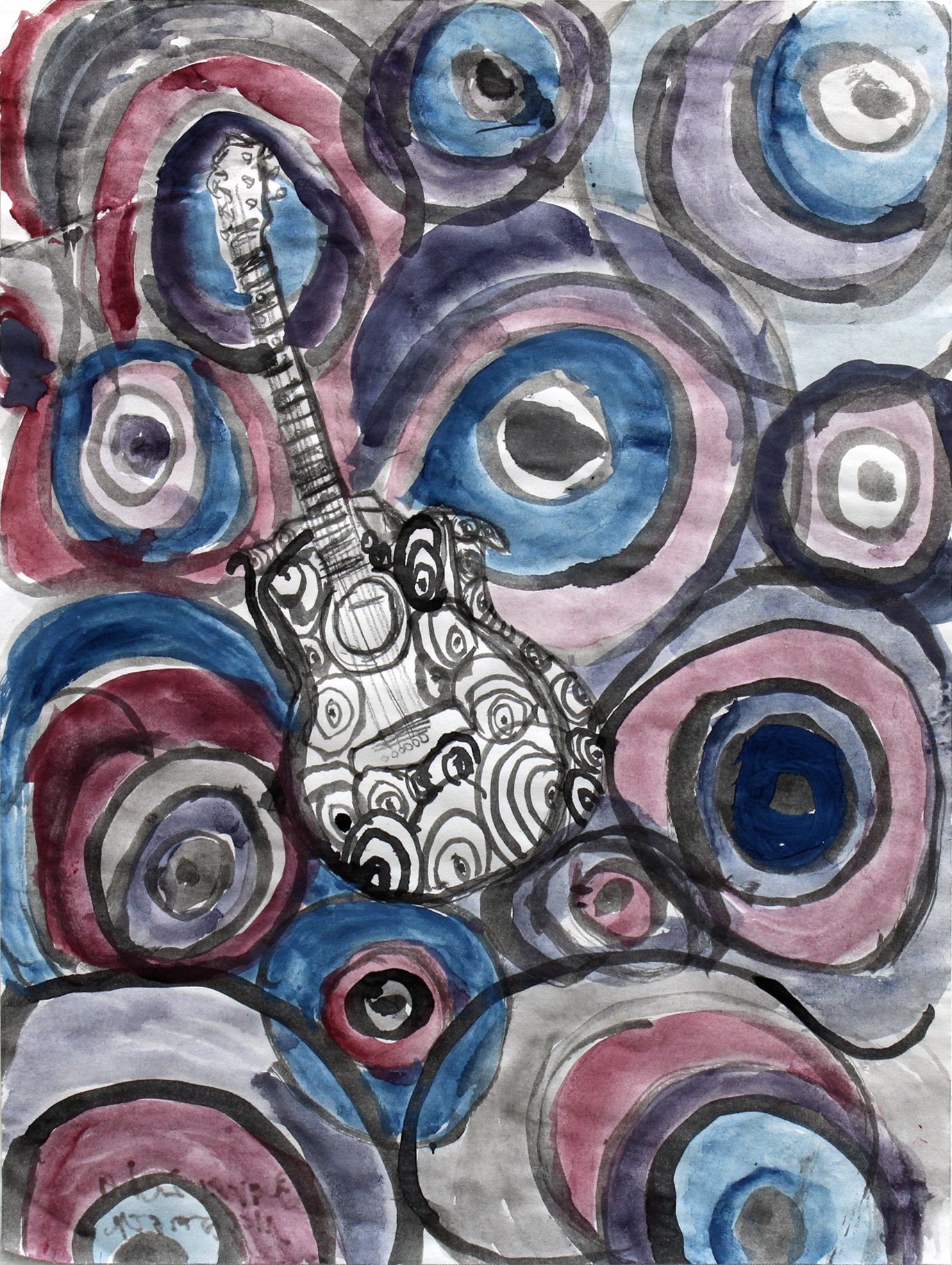 Untitled (Guitar Watercolor) by Raven McCormick