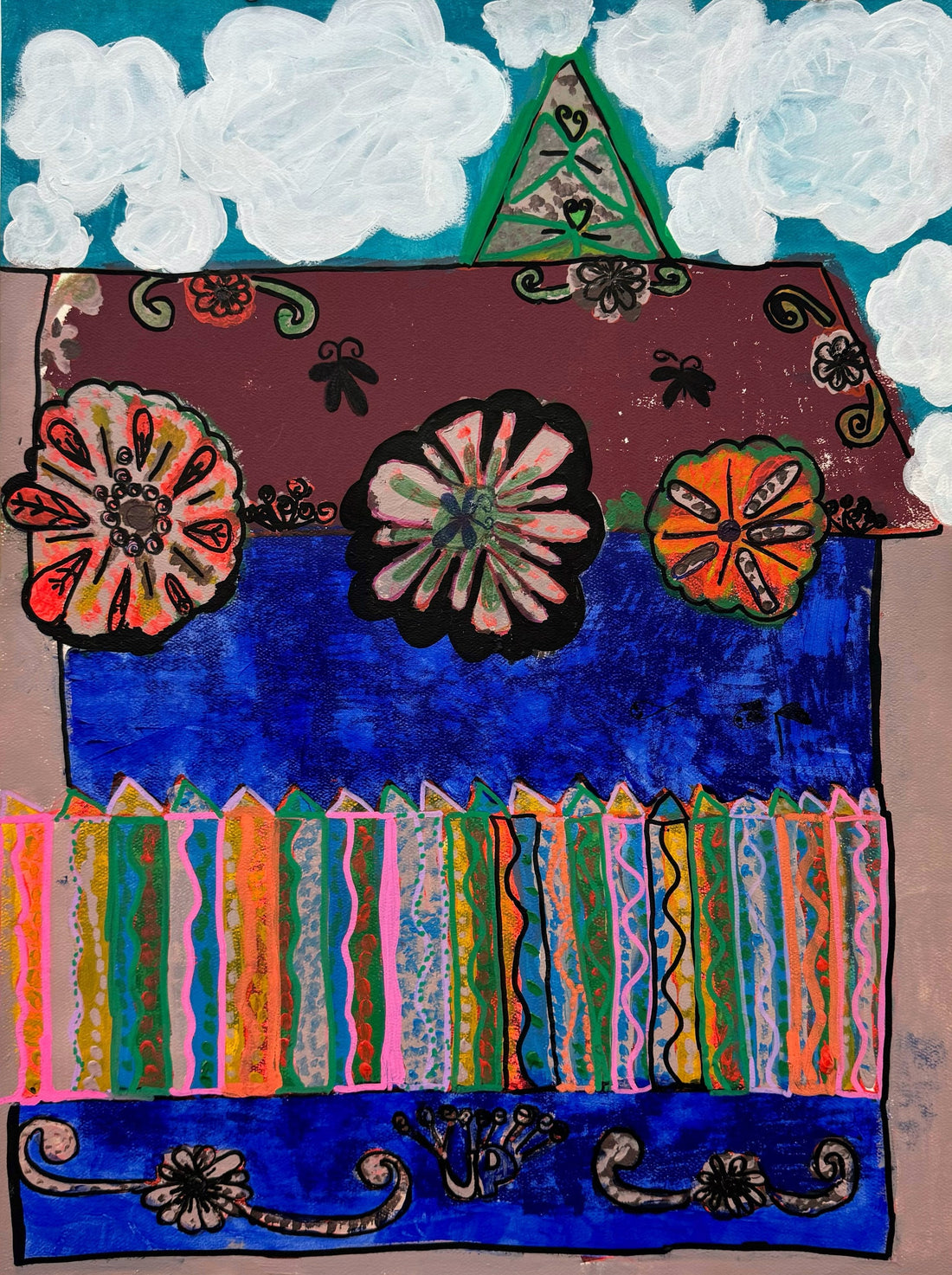 Untitled (House Shapes On Cloud Shapes Background ) by Jennifer Jovel