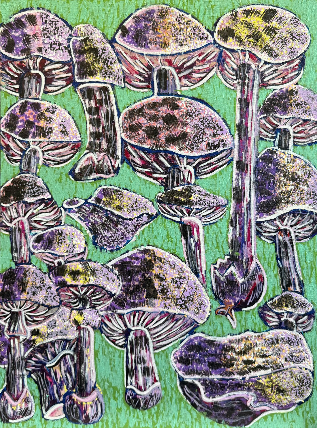 Untitled (Mushrooms On Green Background) by Alejandro Diaz