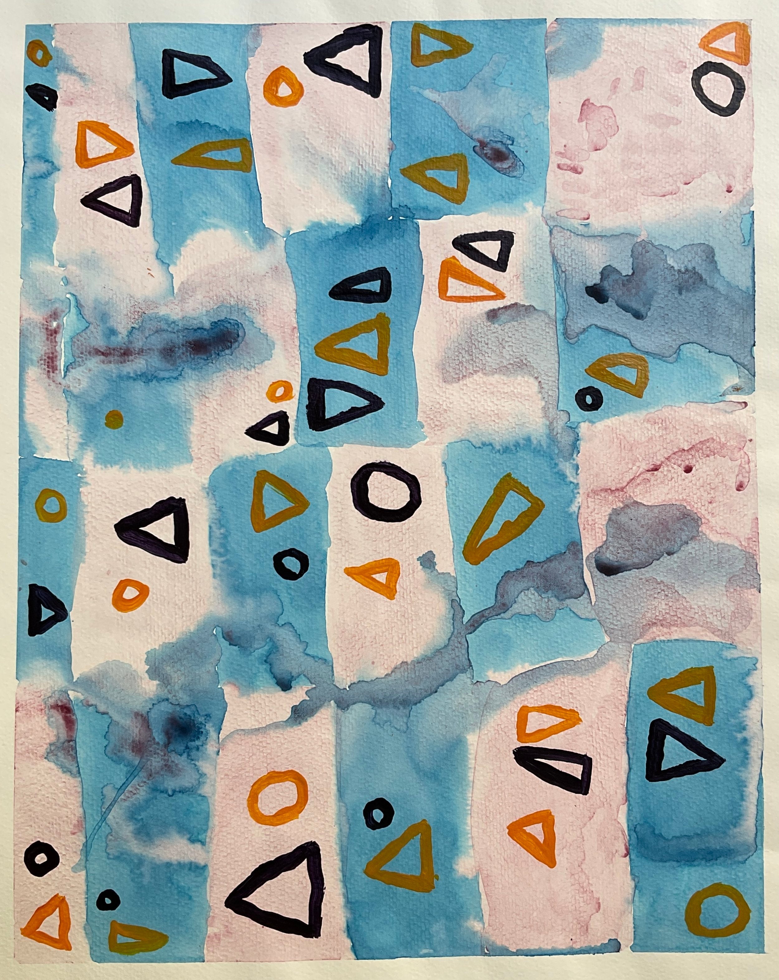 Untitled (Pink & Blue Triangles) by Stephen Hollyfield