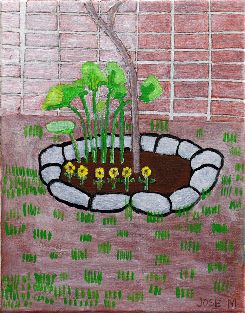 Untitled (Plants On Brick Background) by Jose Martinez