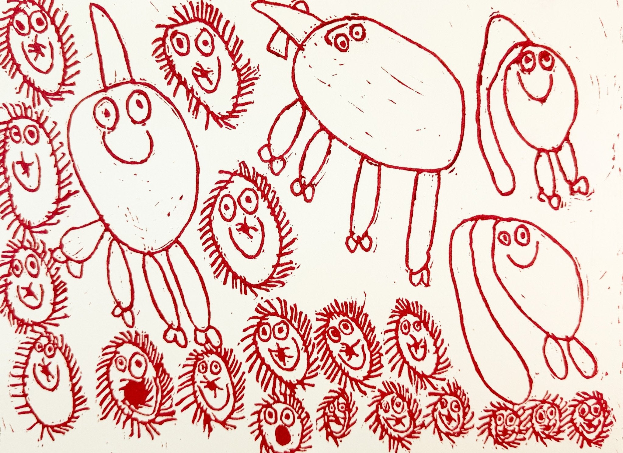 Untitled (Red Creatures) by Cesar Rodriguez