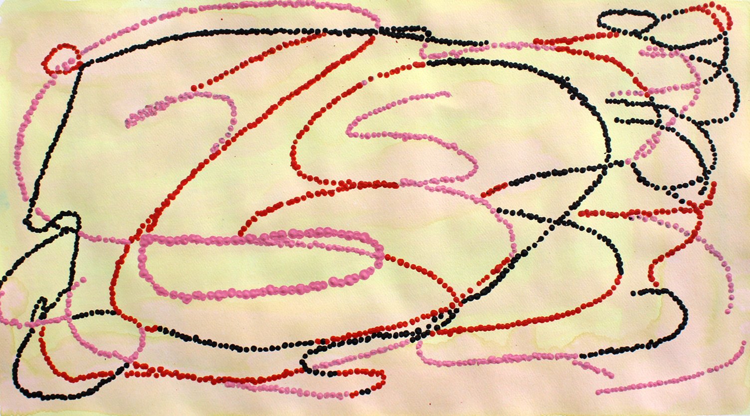 Untitled (red, pink, and black dots by Diana Rodriguez