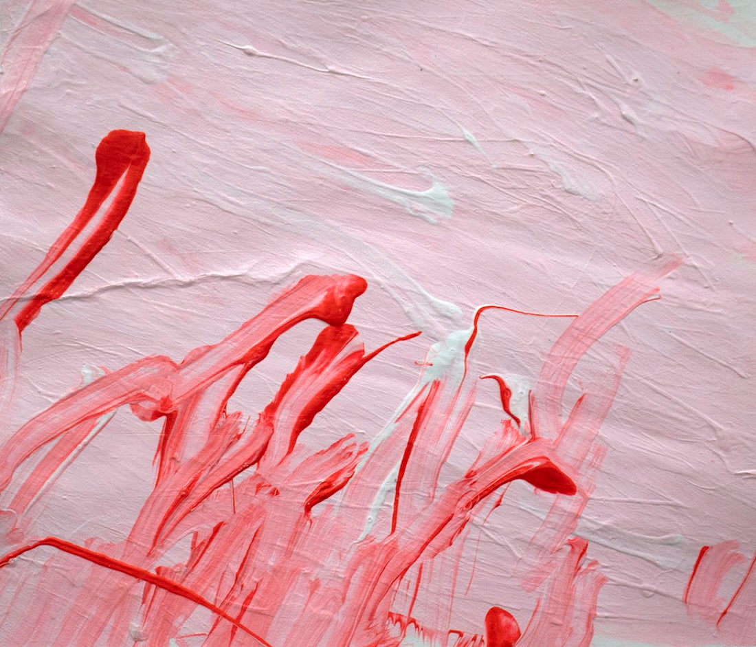Untitled (Red Strokes On Pink Background) by Vanessa McConnell