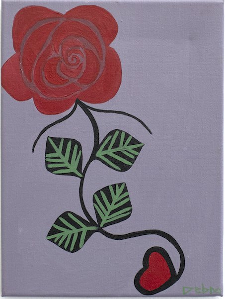 Untitled (Rose On Gray Background) by Debra Alexander