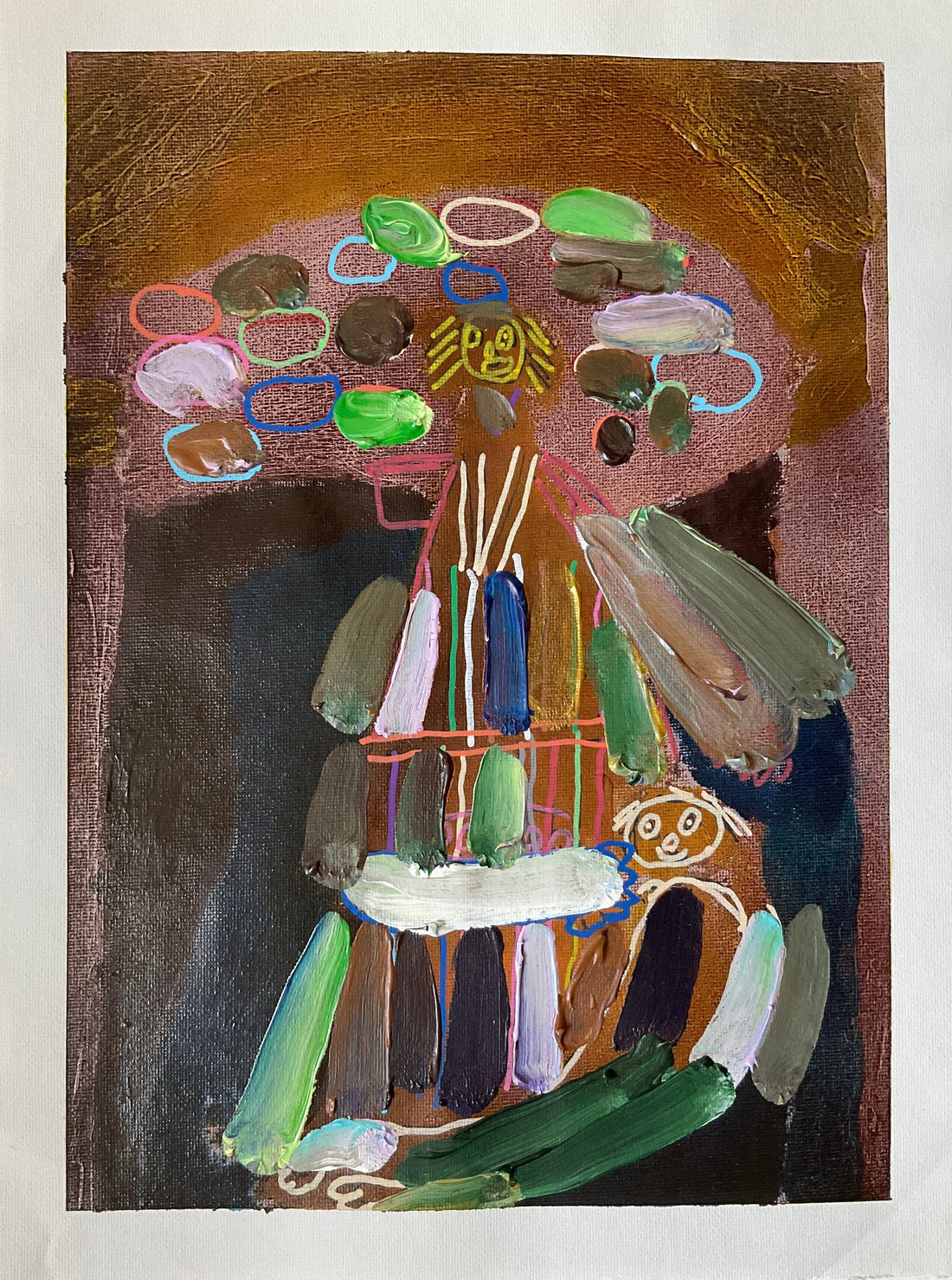 Untitled (Shapes On Blue & Brown Background) by Kenneth Muto