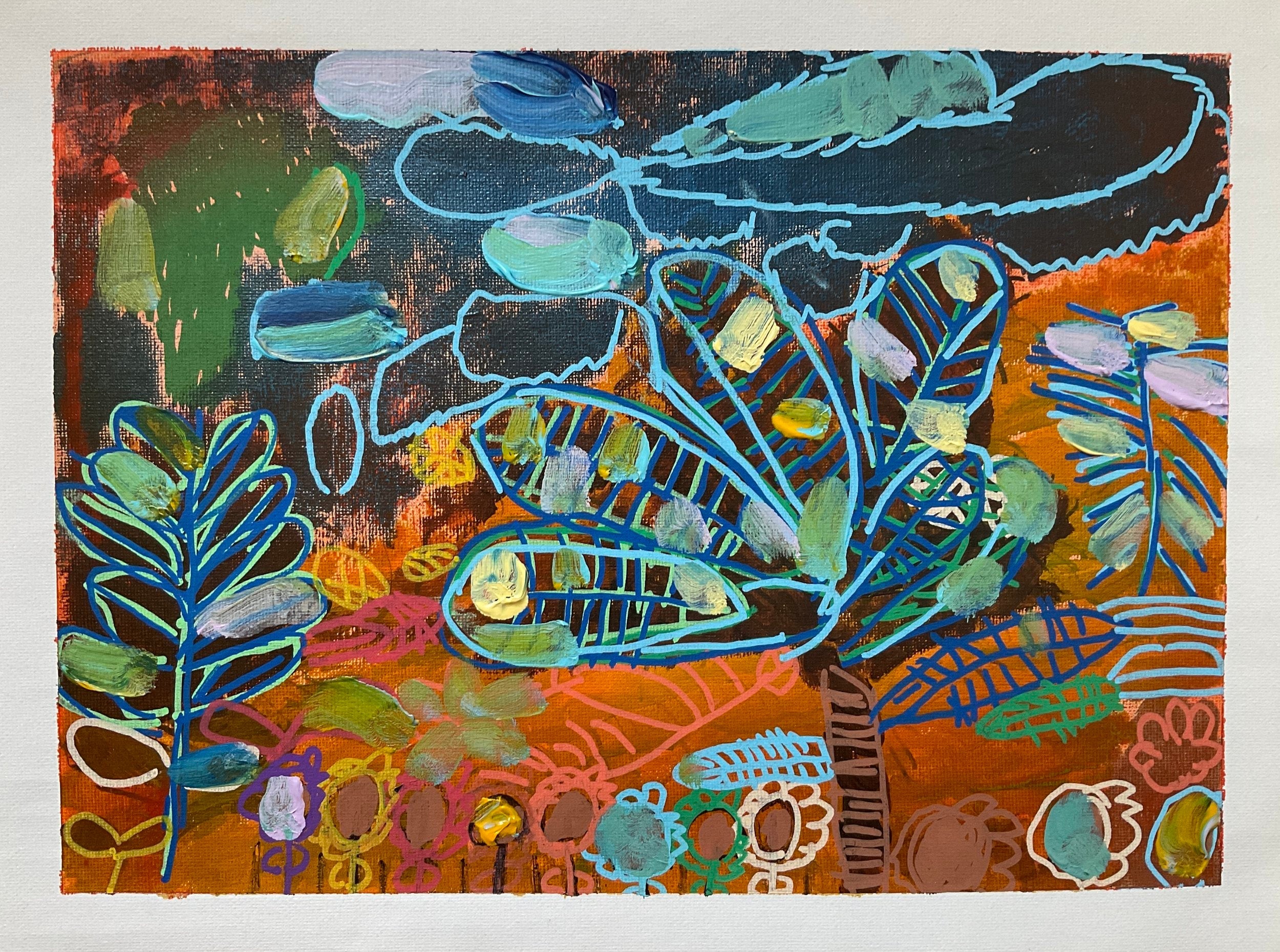 Untitled (Shapes On Blue & Orange Background)  Kenneth Muto