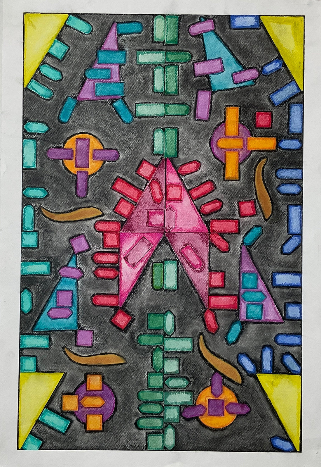 Untitled (Shapes On Gray Background) by Xochilt Escobar