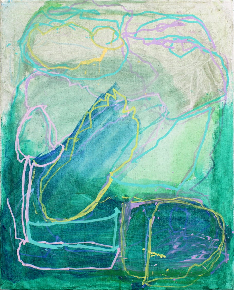 Untitled (Shapes On Green Background) by Veria Williams