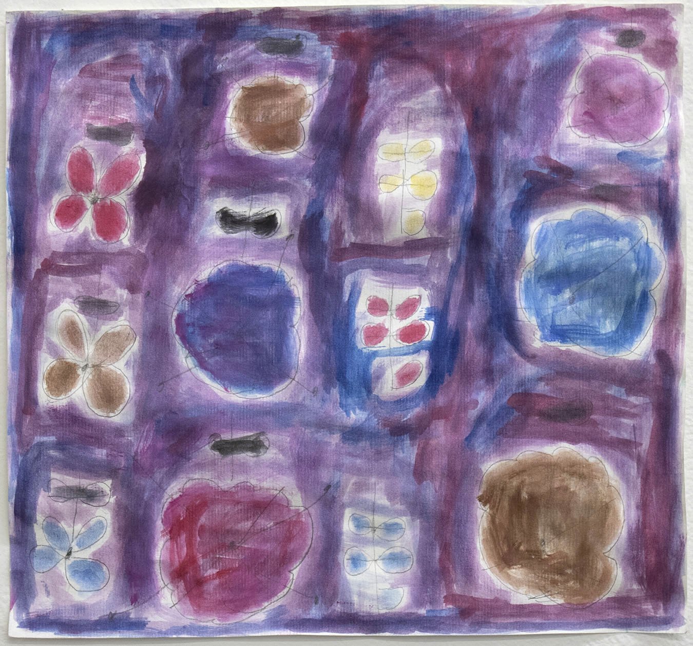 Untitled (Shapes On Purple Background) by Camille Chang