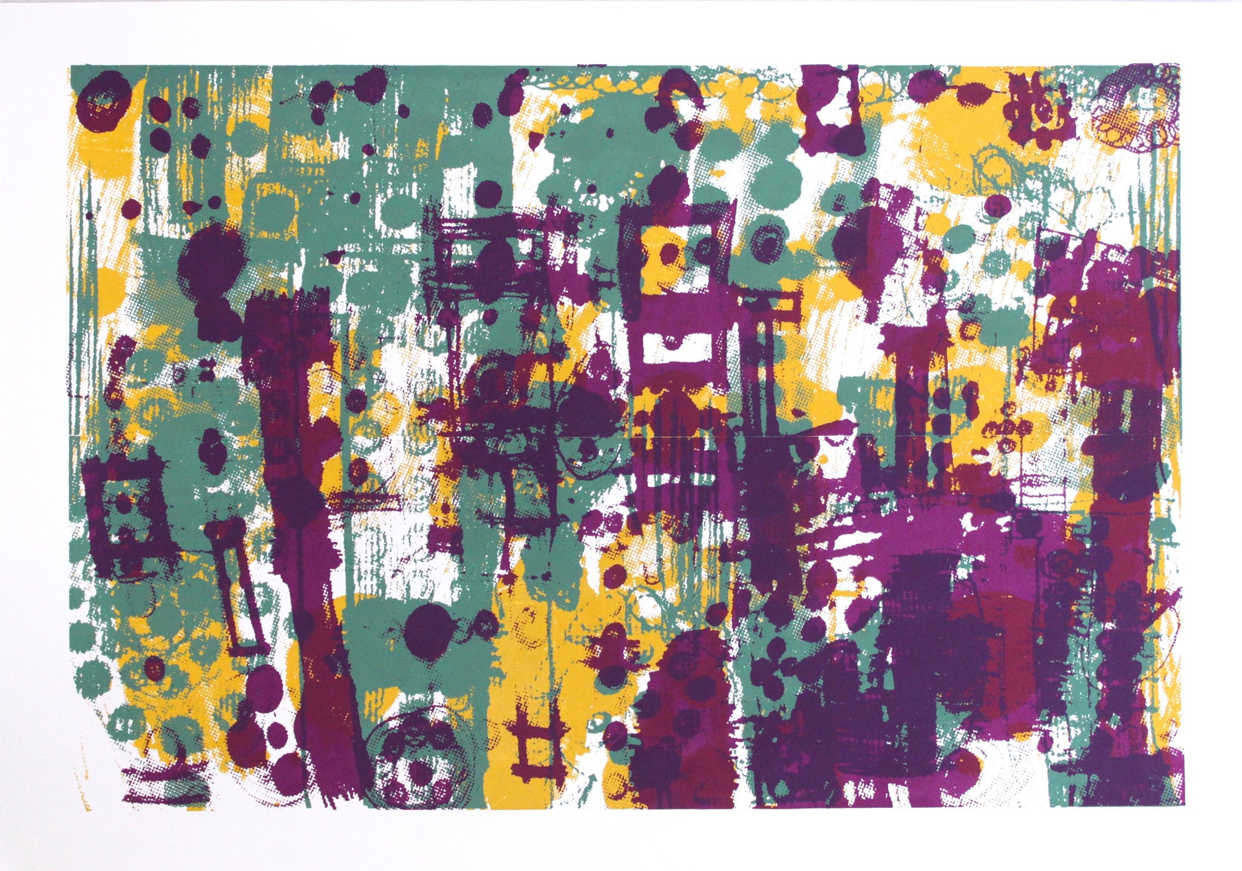 Untitled(Yellow, Green, & Purple Shapes) by Laksmi Camp