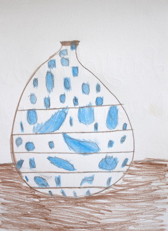 Vase with Blue and White by Larry Dunbar