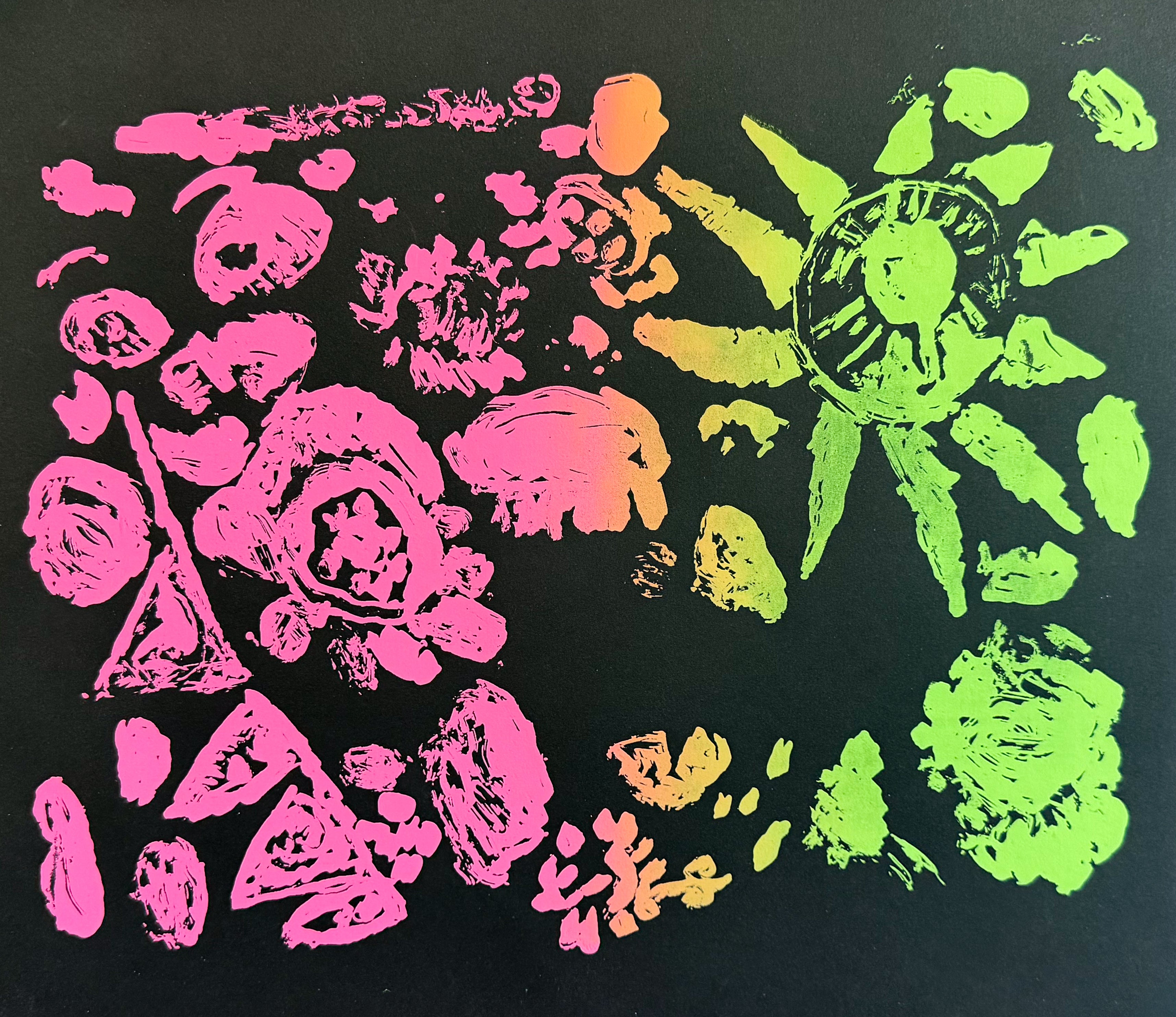 Untitled (pink and green serigraph) by Marilyn Schmidt