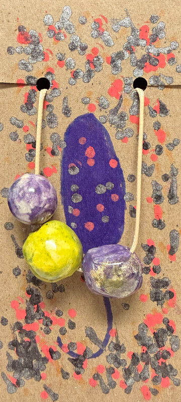 Untitled (ceramic yellow and purple necklace) by Trisha Cozine