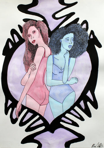 Untitled (Blue & PInk Characters) by Evan Carter
