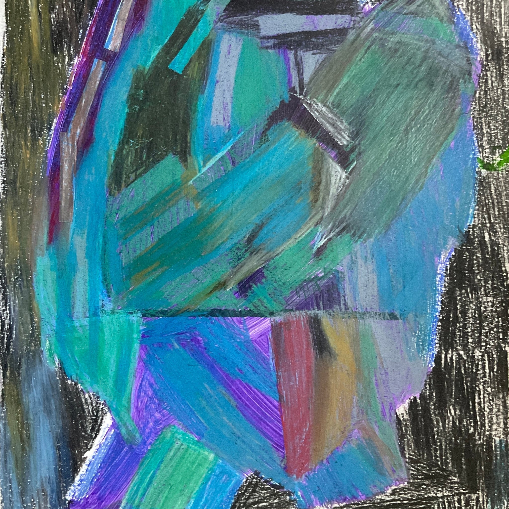 Untitled (Blue Shapes On Black Background) by Anna Marie Makaveric