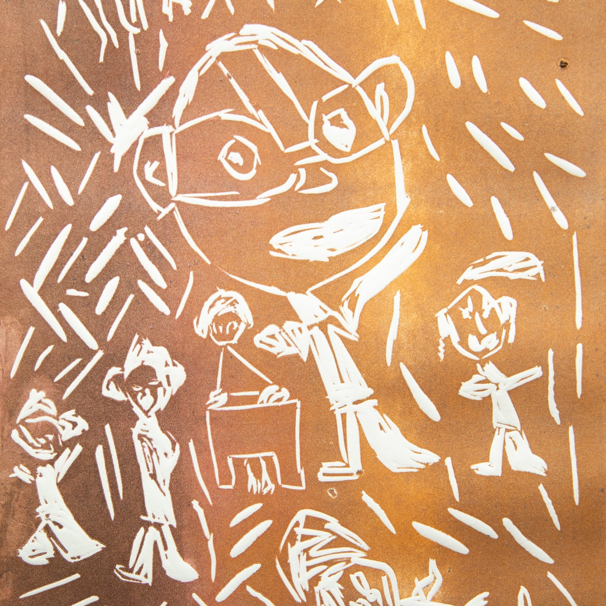 Untitled (Characetrs On Brown Background) by Rachael Curry