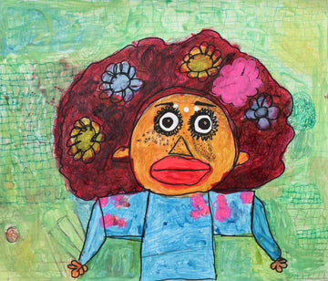 Untitled (Character With Flowers In Hair) by Christopher Akubuilo