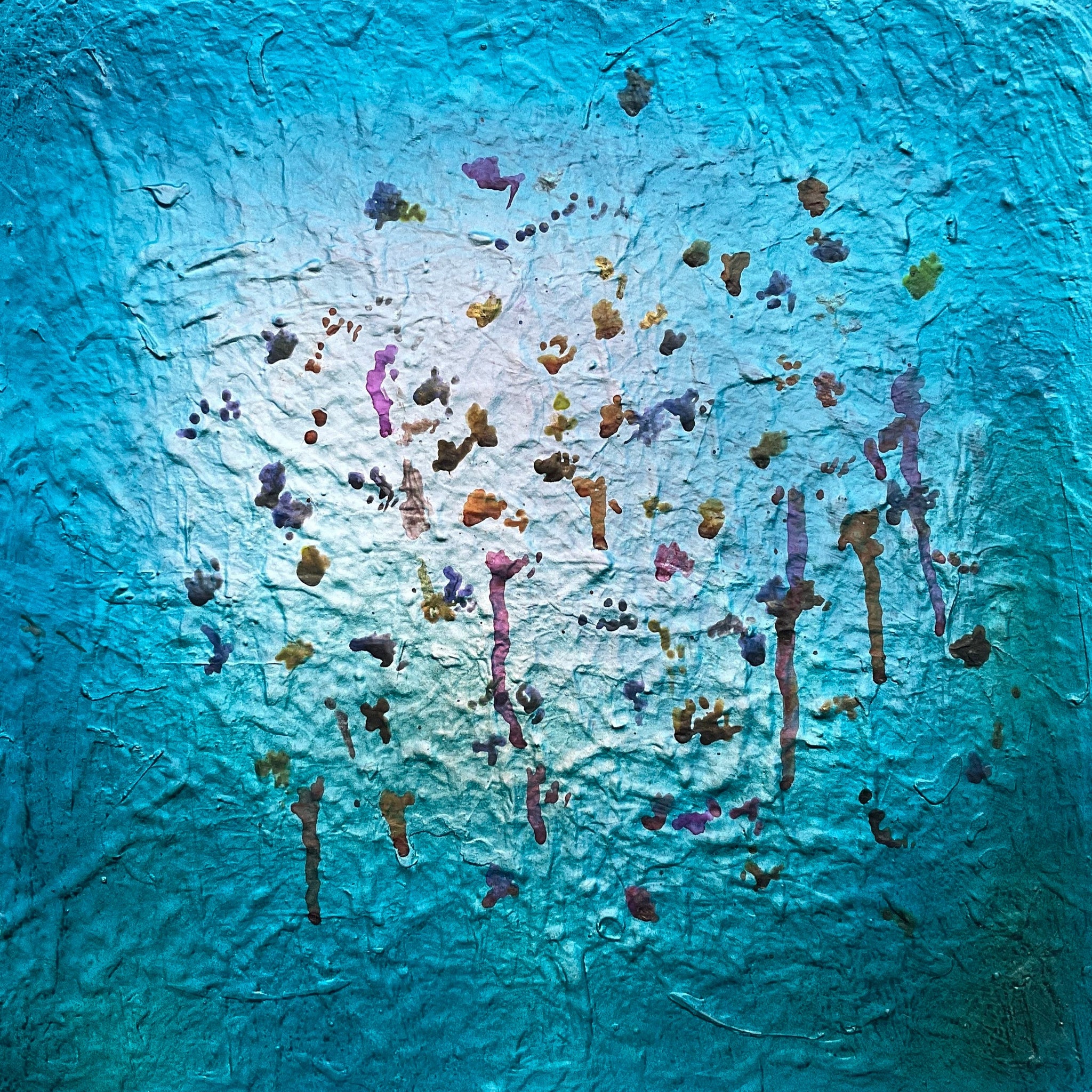 Untitled (color drips on blue background) by Tiffiny Boyd