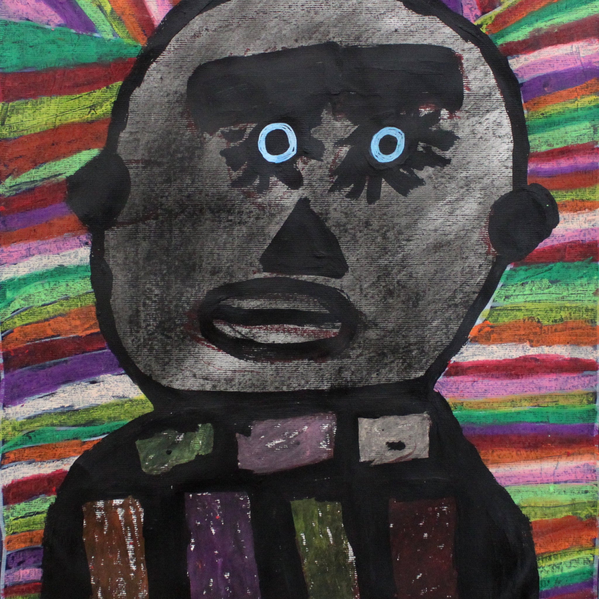 Untitled (Dark Character on Rainbow Background) by Chistopher Akubuilo