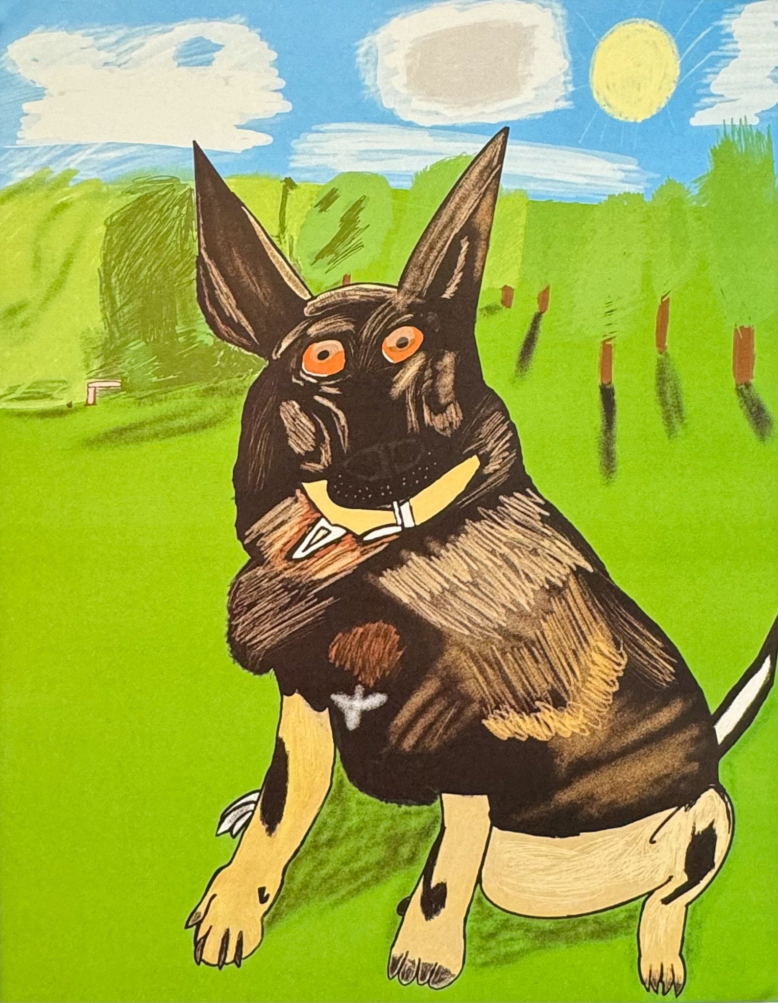 Untitled (Dog On Green Background) by James Roman