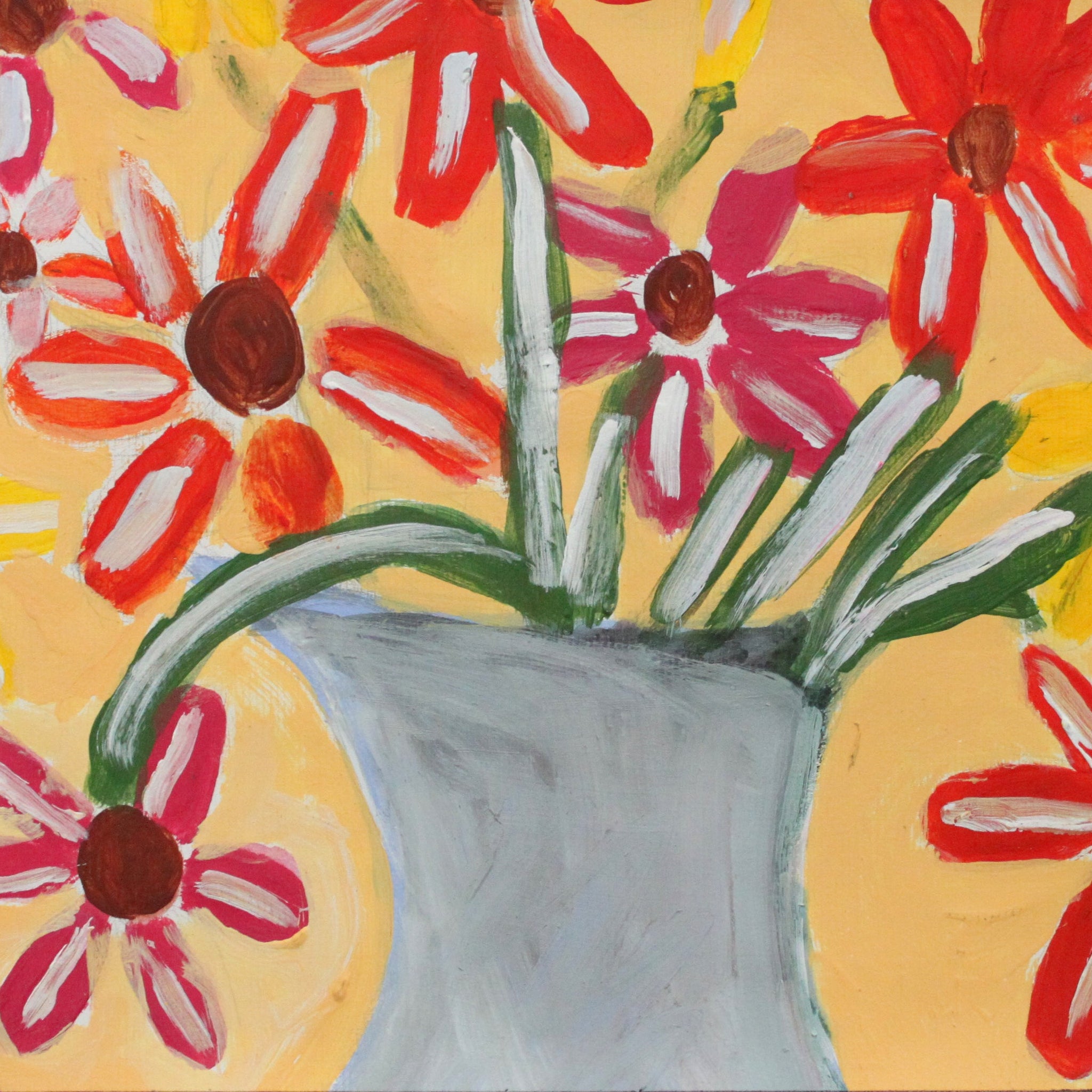 Untitled (Flowers On Peach Background) by Vickie Maye