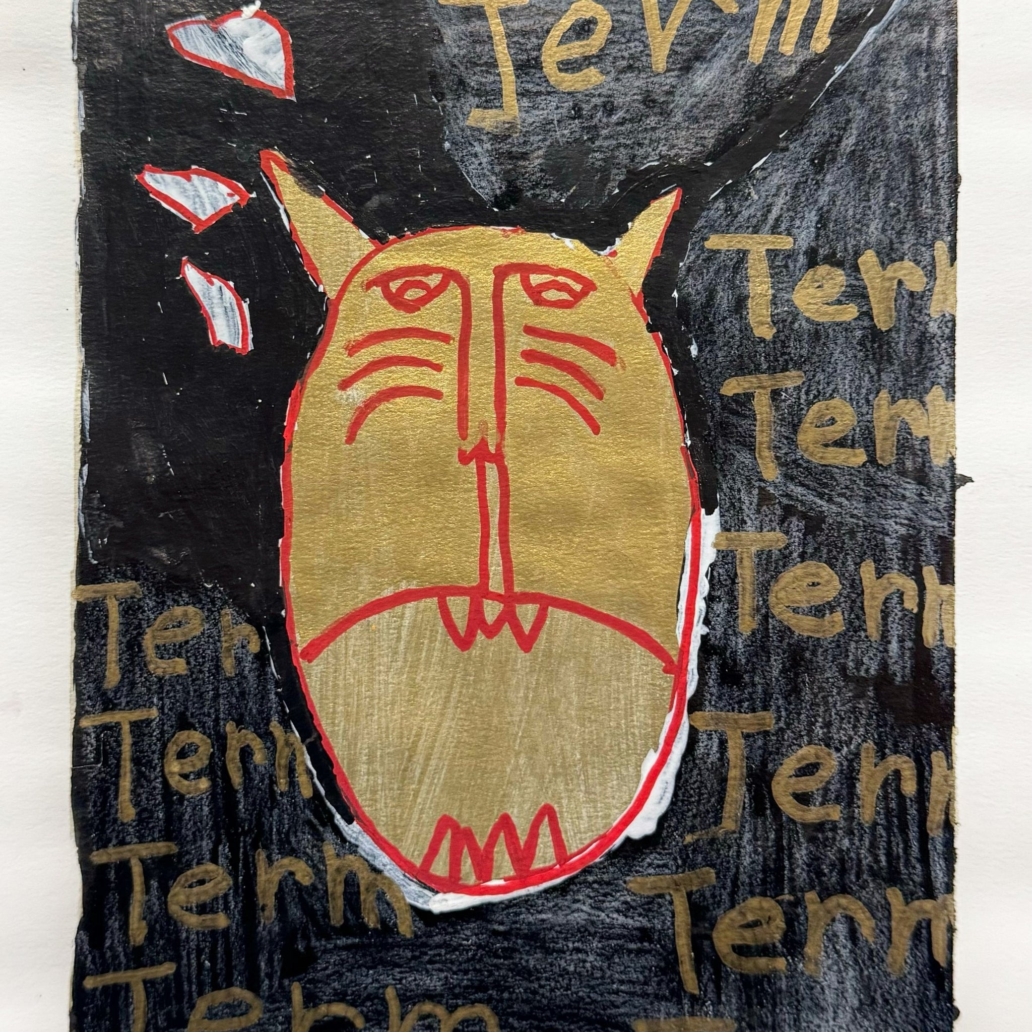 Untitled (Gold Creature On Black Background) by Adriana Homsi