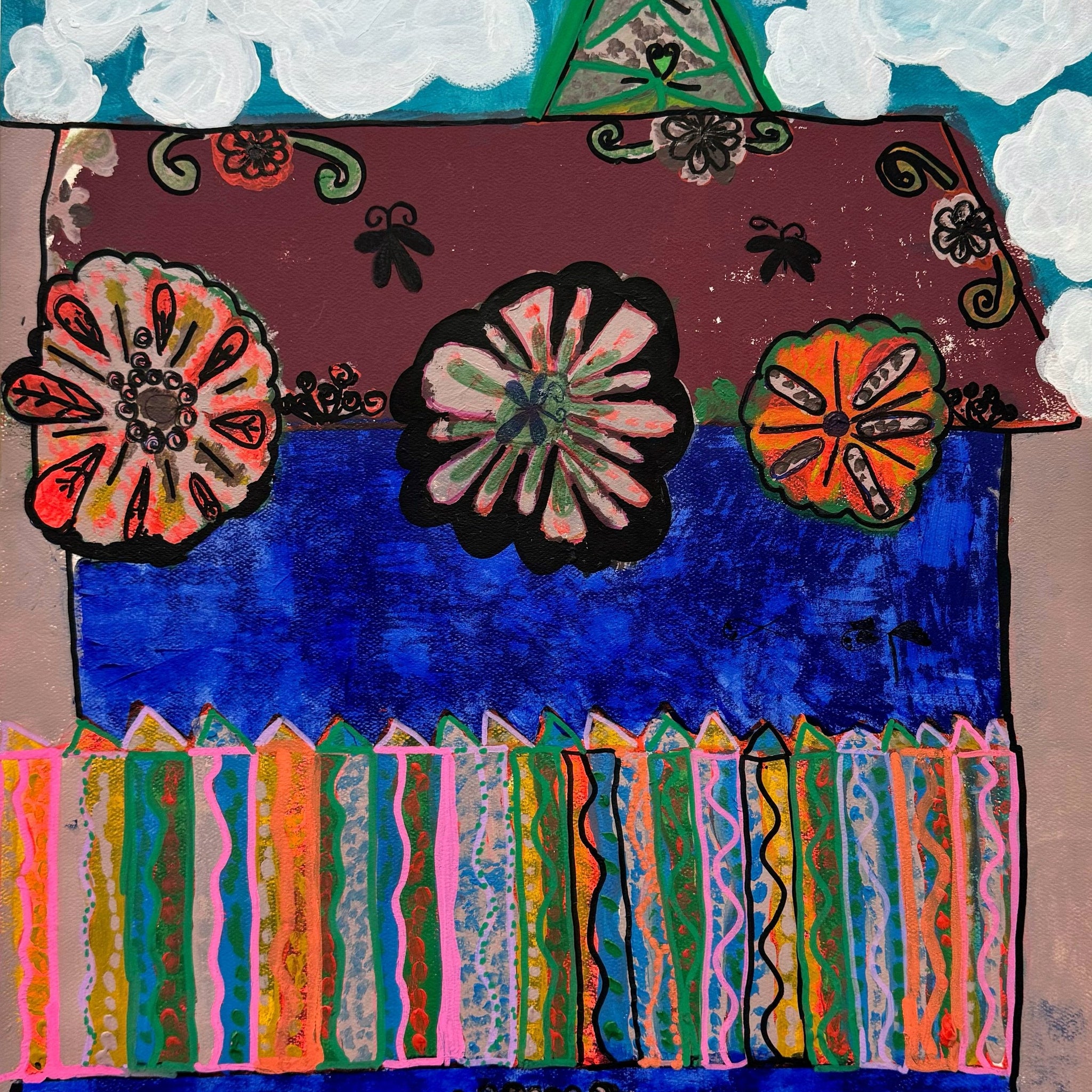 Untitled (House Shapes On Cloud Shapes Background ) by Jennifer Jovel