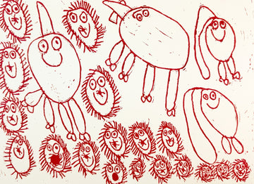 Untitled (Red Creatures) by Cesar Rodriguez