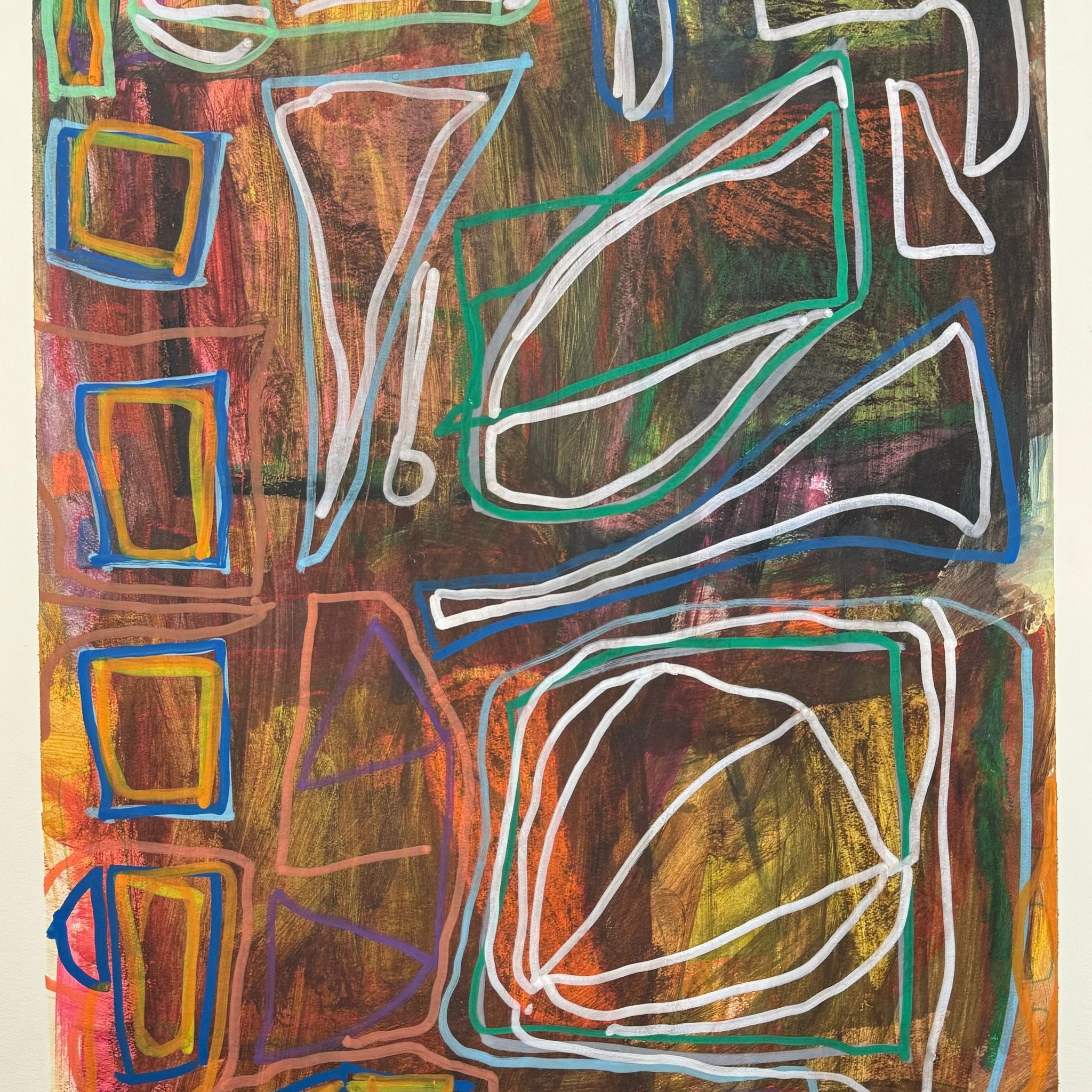 Untitled (Shapes On Brown Background) by Arturo Monjaras