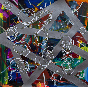 Untitled (White Circles On Gray Polygons) by Claudia Carillo